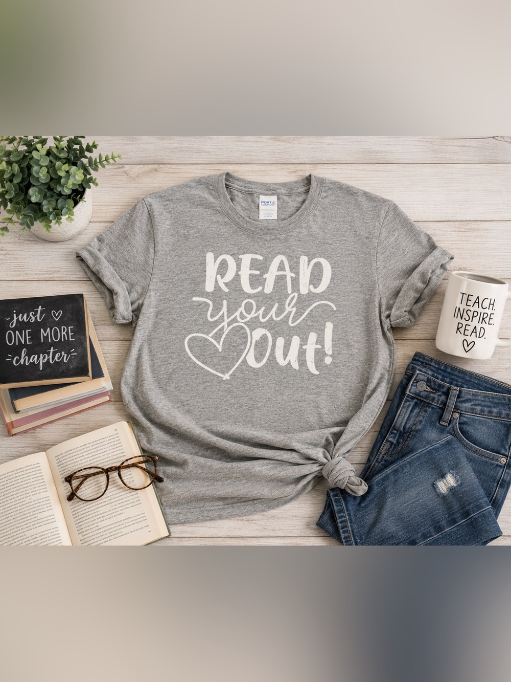 Read Your Heart Out Book Lover Graphic Tee Gray Women’s L